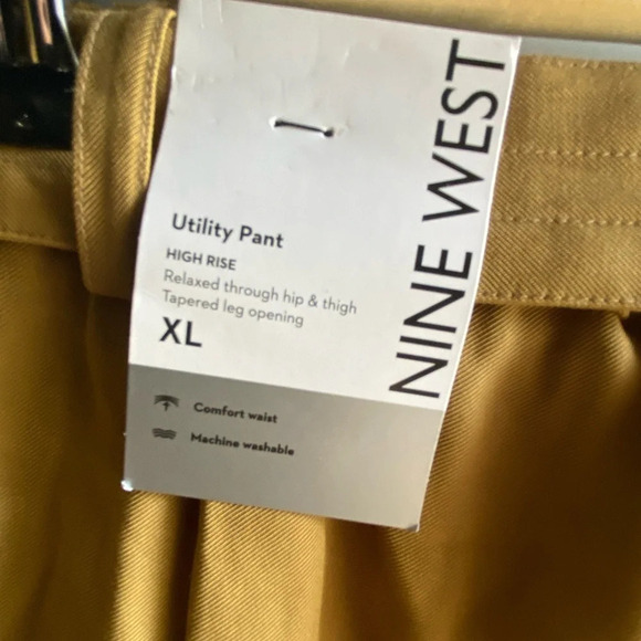 NWT NINE WEST XL SERGIO OLIVE GREEN TAPERED HIGH WAIST UTILITY BELT CROP PANTS - Picture 7 of 10